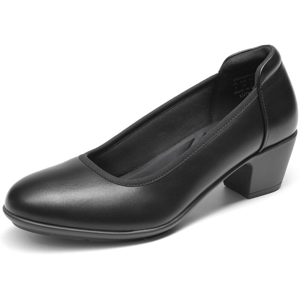 Women’s Low Chunky Heel Pumps - Comfortable Block Round Toe Office Dress Shoes